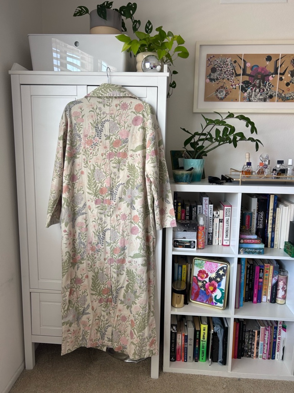 Wrangler X Free People Cream Floral Button-Up Jacket with Pink and Green Print - Picture 13 of 14
